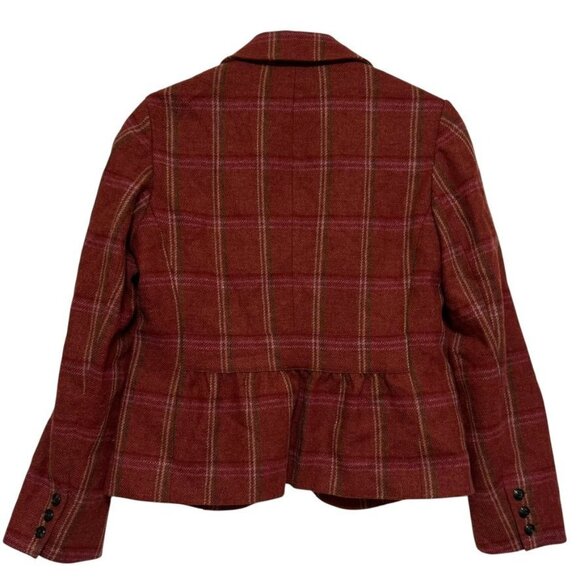 Talbots Plaid Wool Blazer Jacket Rust Burnt Orange Peplum Women's Size 10 - Picture 5 of 13